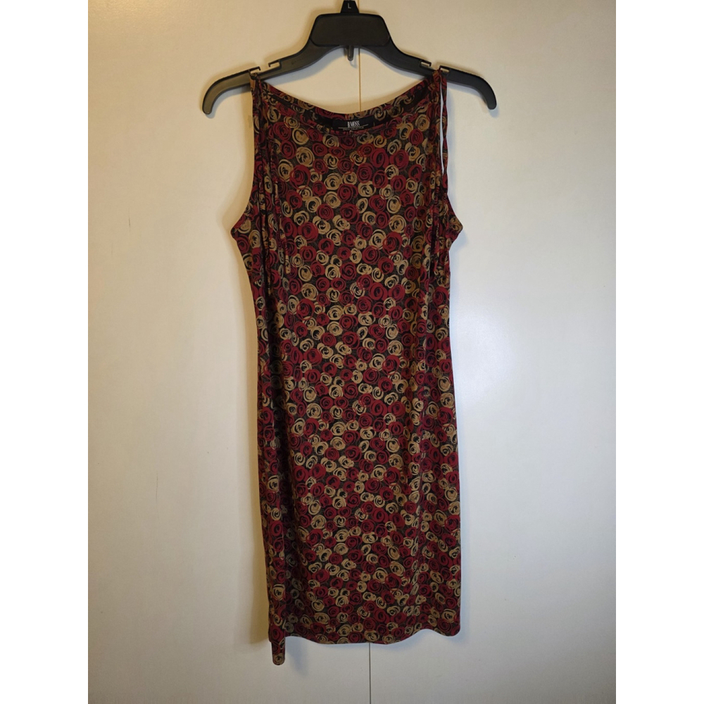 B Moss Women's Sleeveless Bodycon Midi Dress Y2K Red Roses Geometric Size 12